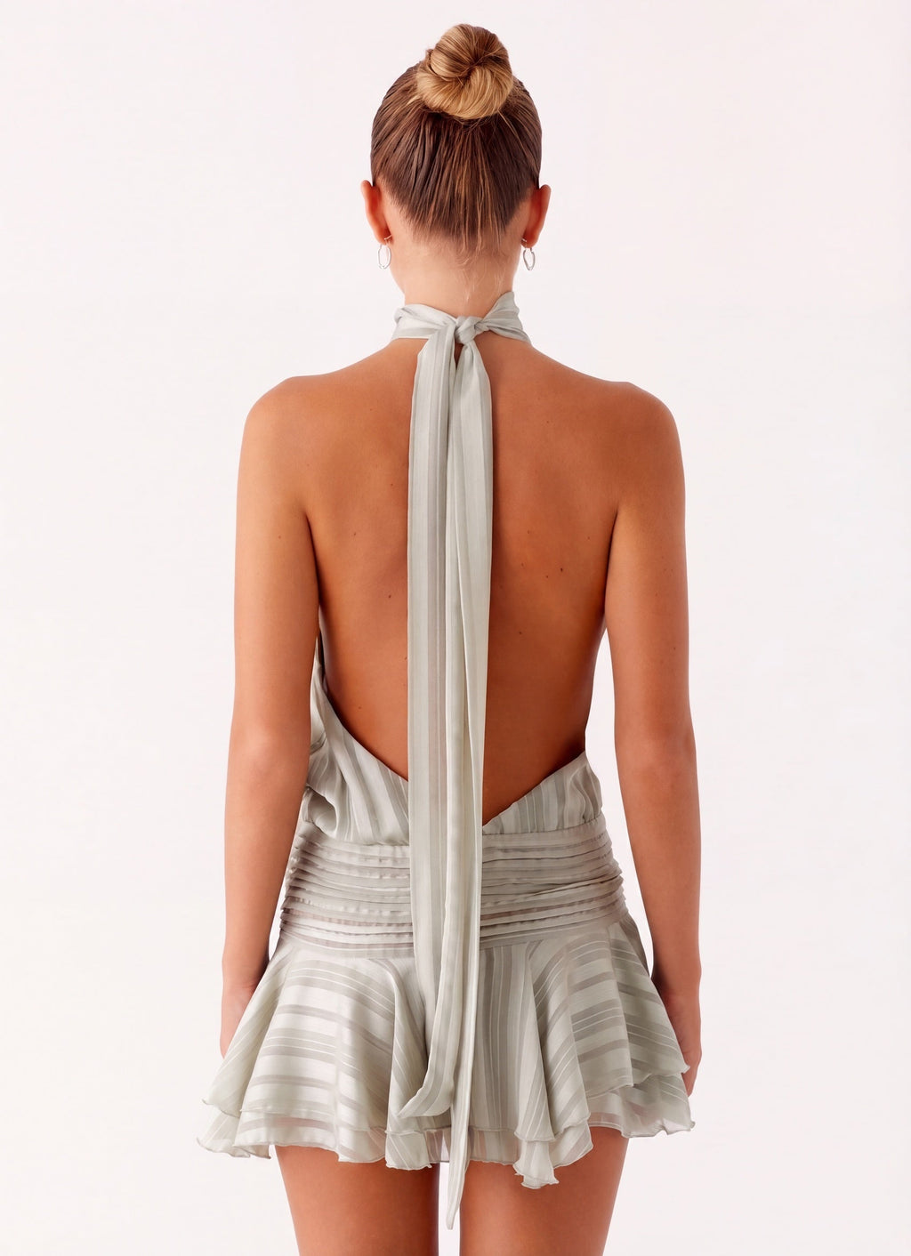 Women's Halter Mini Dress with Ruffle Skirt