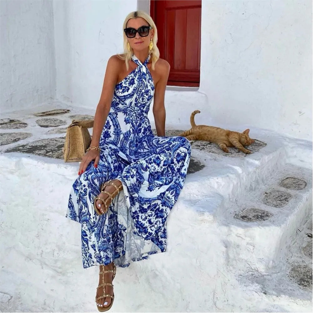 Women's Halter Neck Summer Maxi Dress