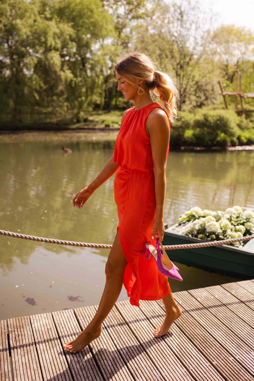 Women's Halter Neckline Midi Dress