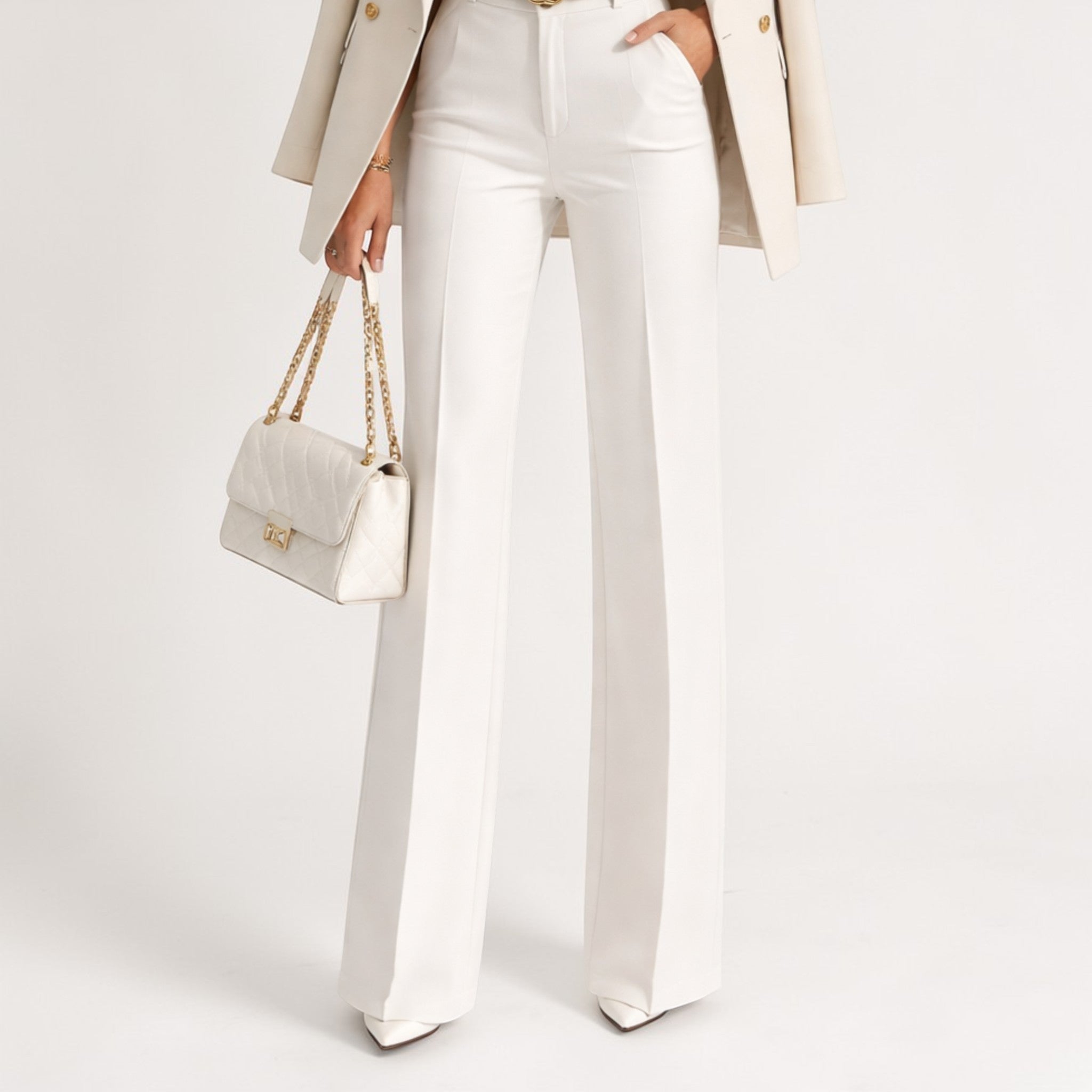 Women's High Waist Straight Leg Trousers
