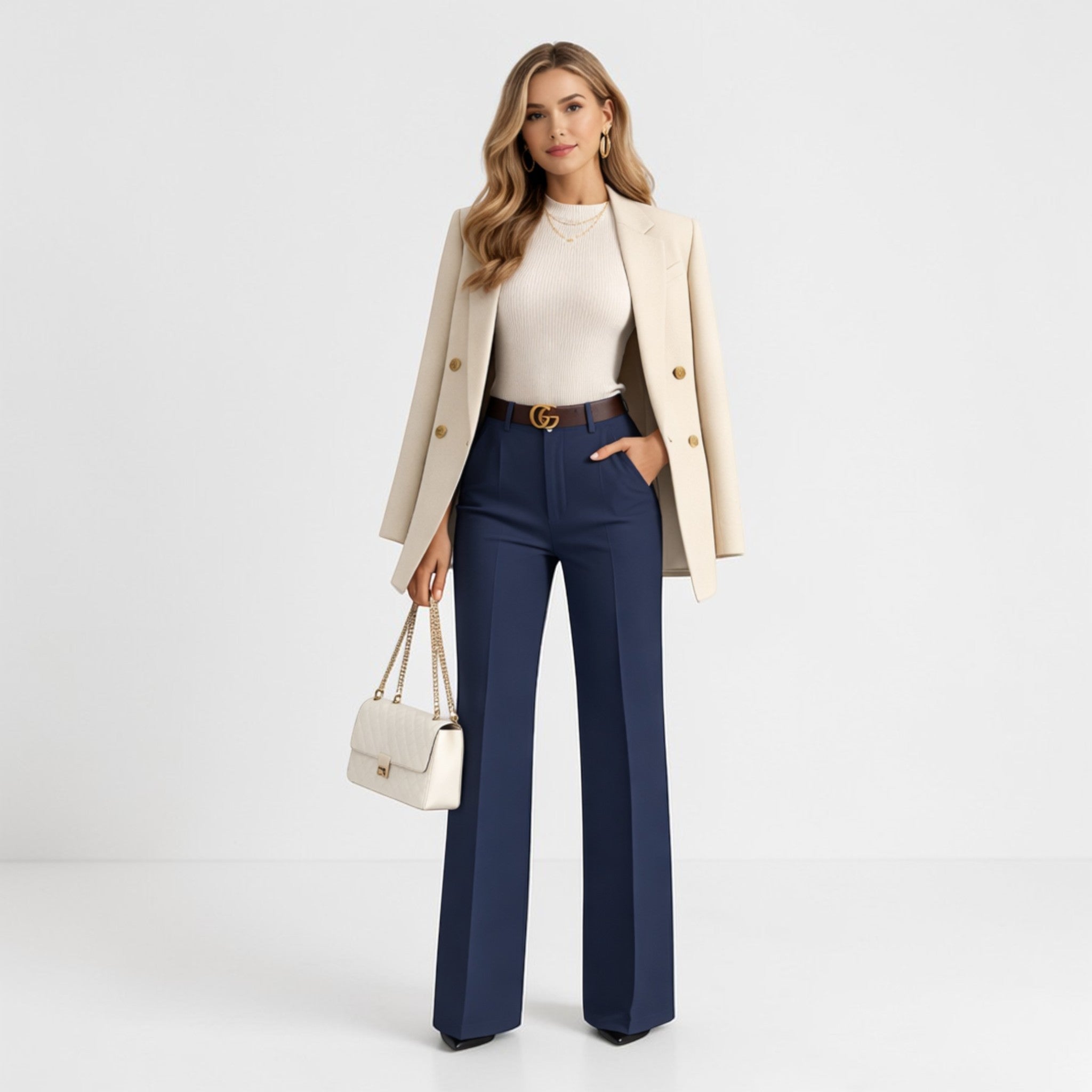 Women's High Waist Straight Leg Trousers