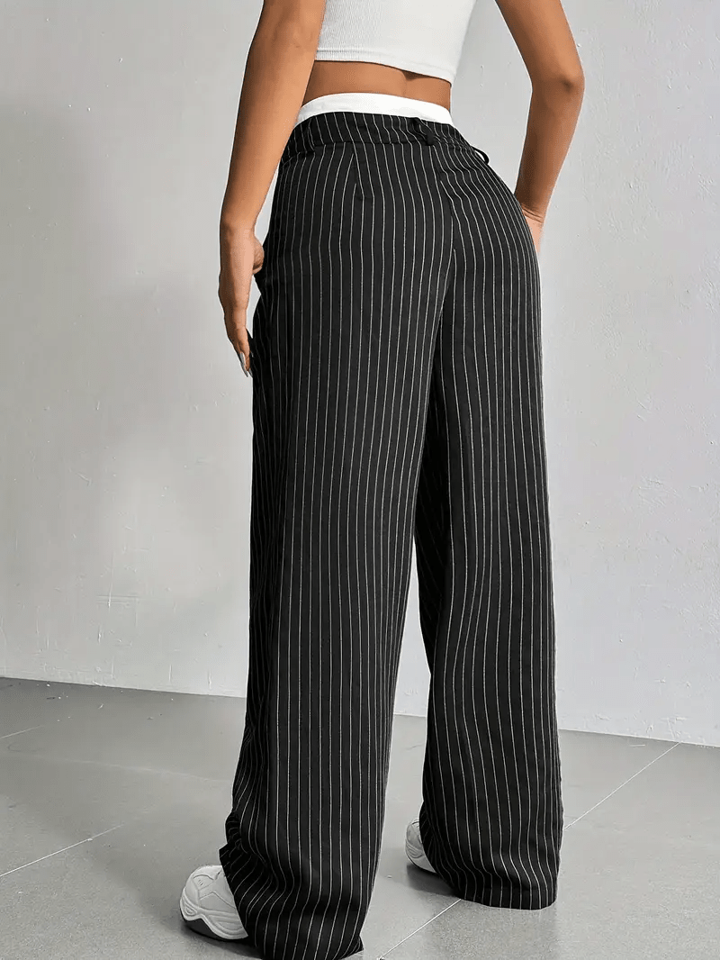 Women's High Waist Straight Leg Trousers with Pockets