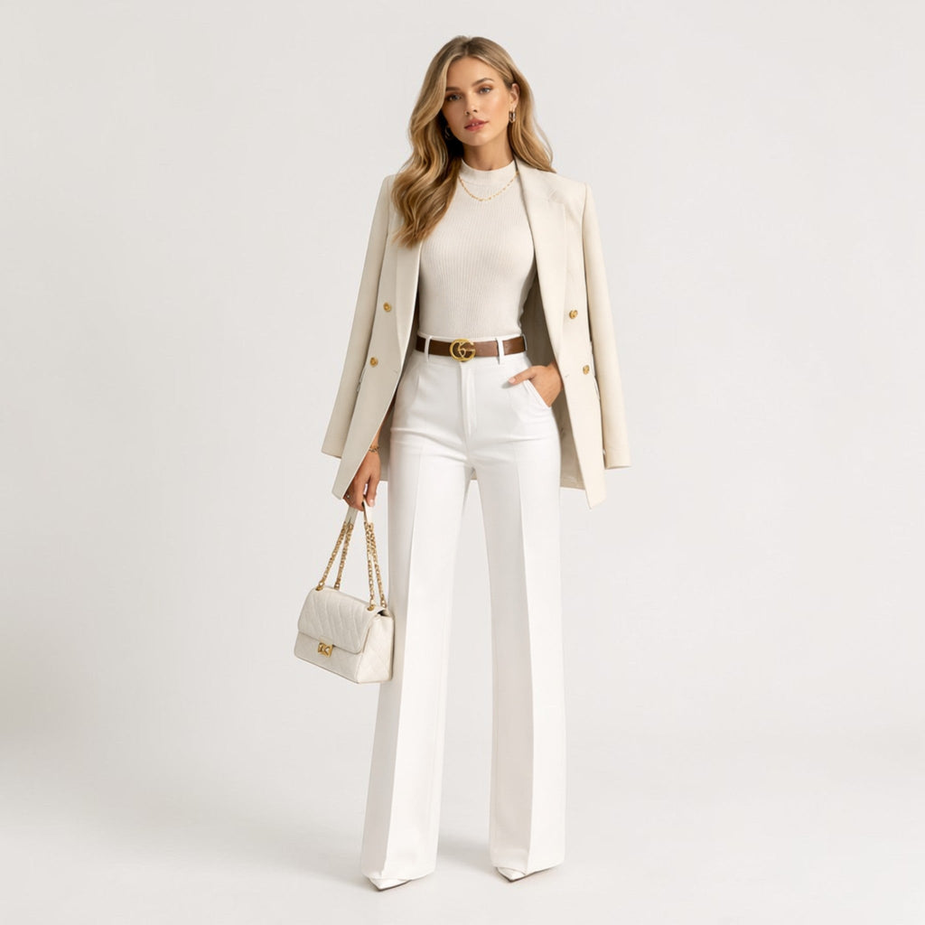 Women's High Waist Straight Leg Trousers