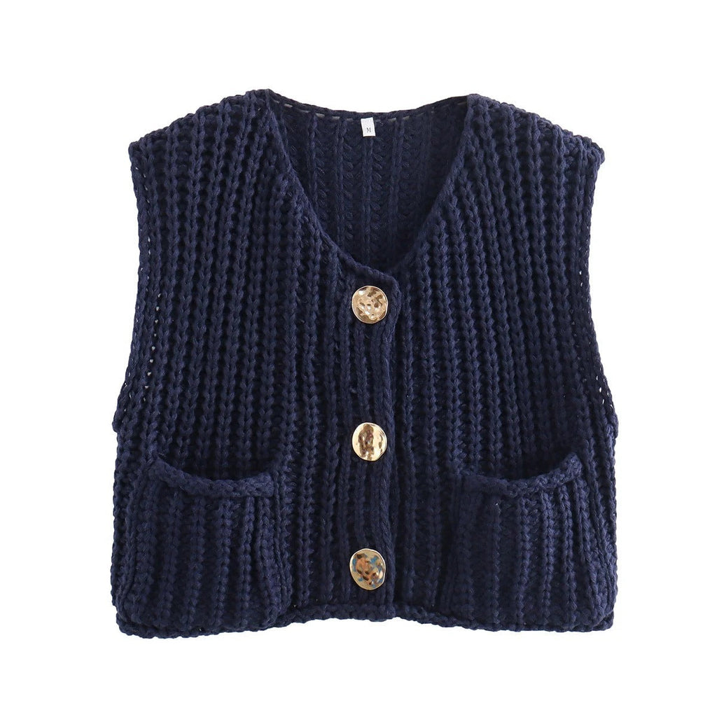 Women's Knitted Sleeveless Cardigan