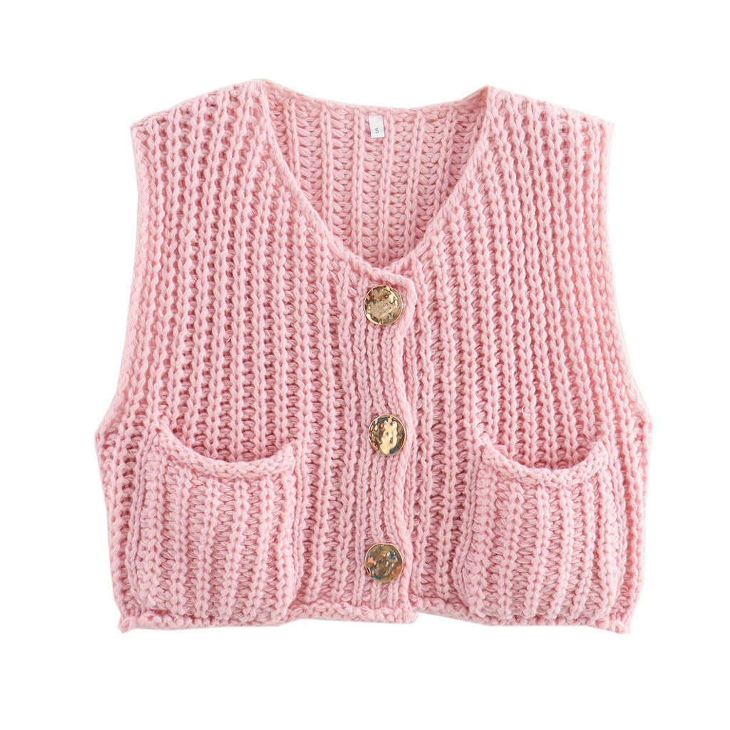 Women's Knitted Sleeveless Cardigan