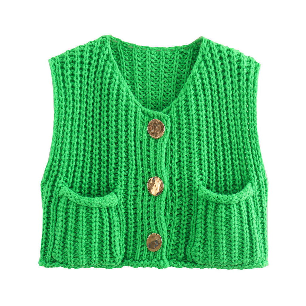 Women's Knitted Sleeveless Cardigan