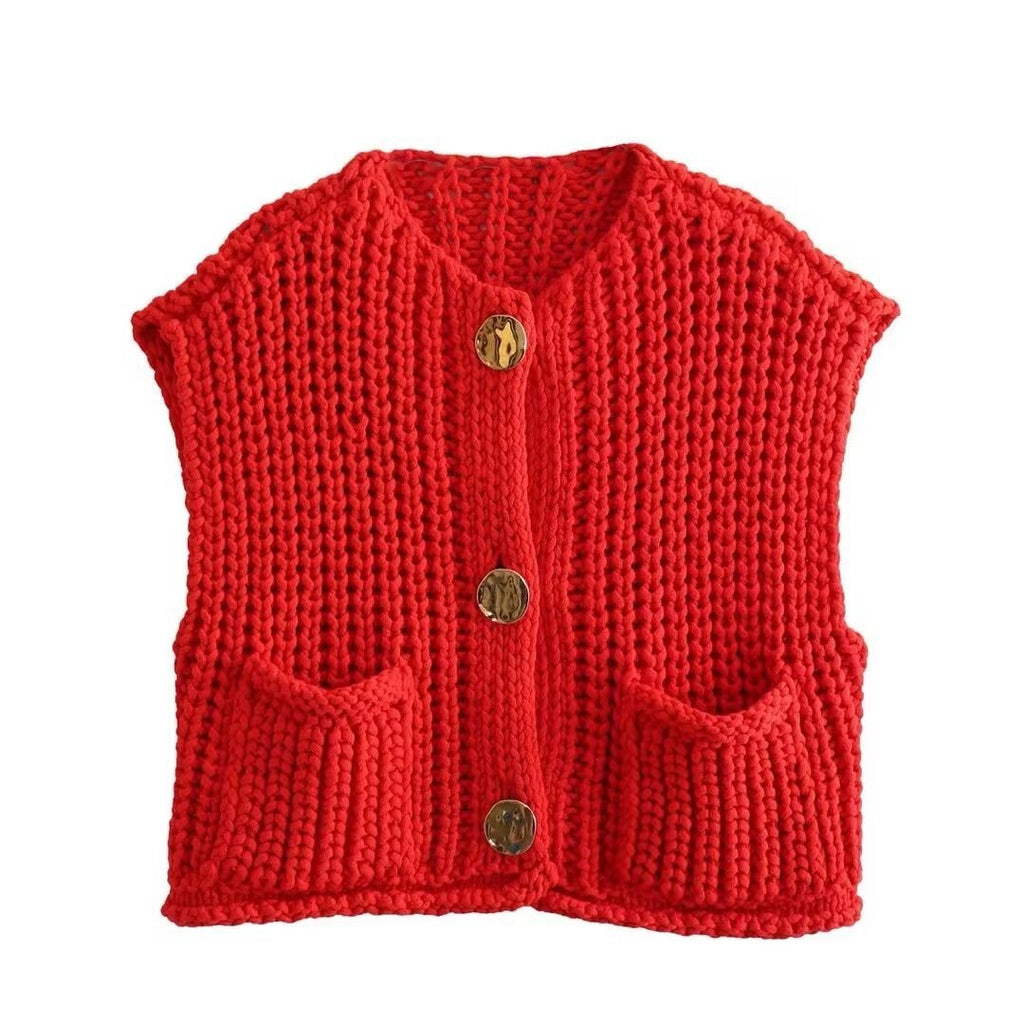 Women's Knitted Sleeveless Cardigan