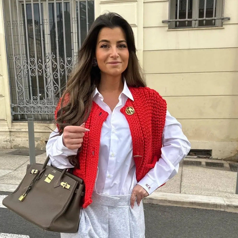 Women's Knitted Sleeveless Cardigan