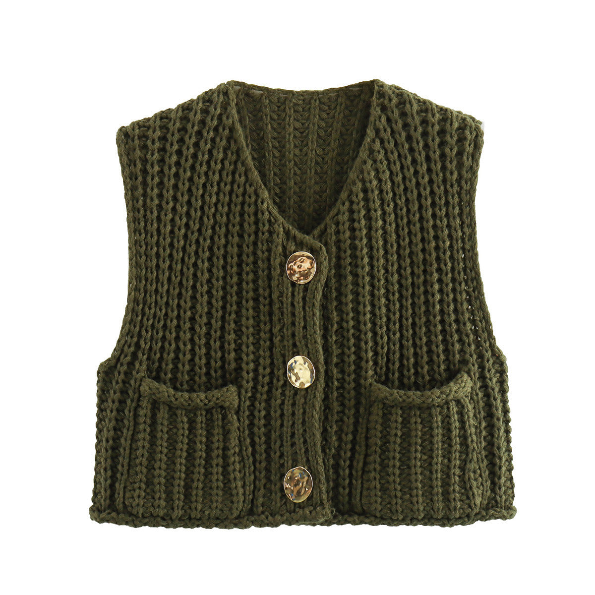 Women's Knitted Sleeveless Cardigan