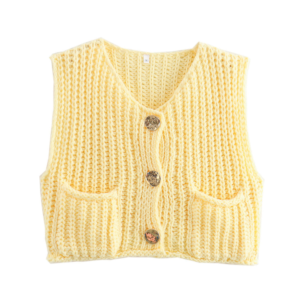 Women's Knitted Sleeveless Cardigan