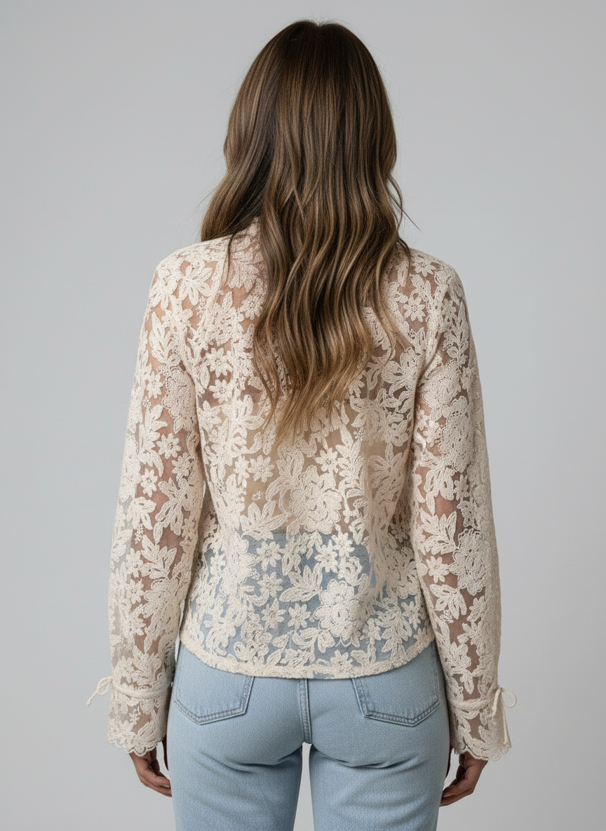 Women's Lace Blouse with Flare Sleeves