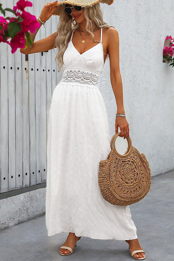 Women's Lace Halter Neck Maxi Dress