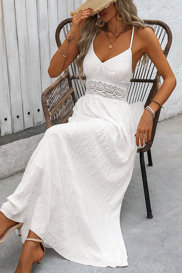 Women's Lace Halter Neck Maxi Dress