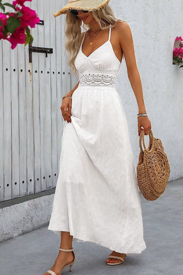 Women's Lace Halter Neck Maxi Dress