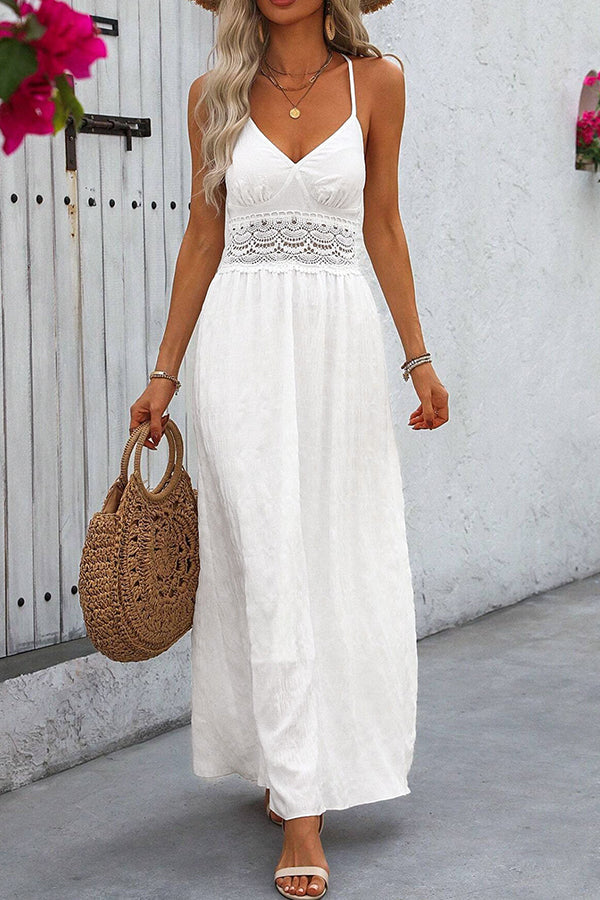 Women's Lace Halter Neck Maxi Dress