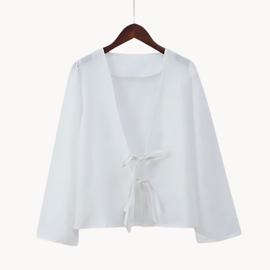 Women's Lace-Up Crop Top with Long Sleeves