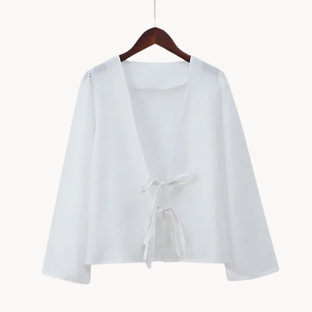 Women's Lace-Up Crop Top with Long Sleeves