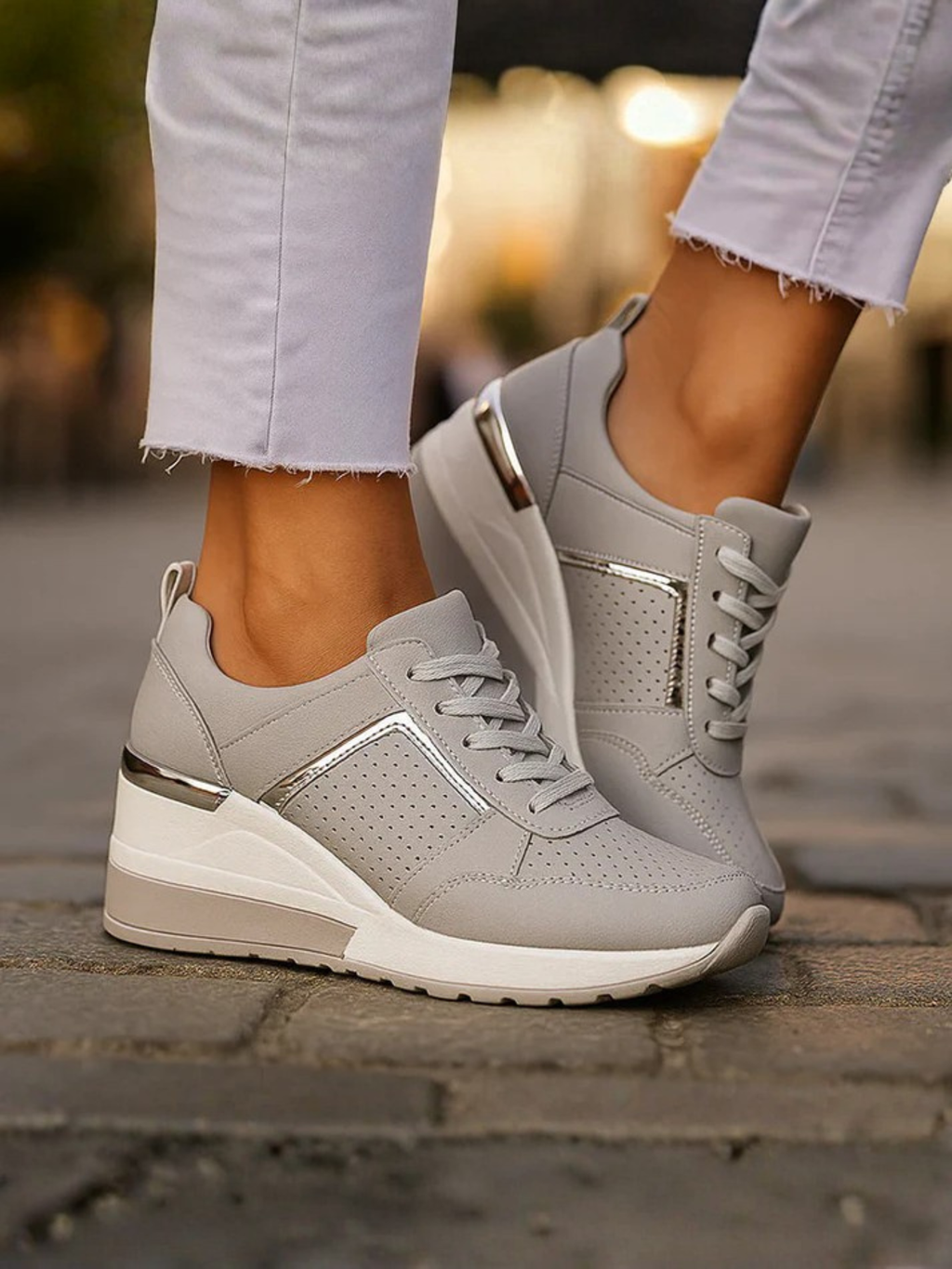 Women's Leather Wedge Sneakers for Daily Wear