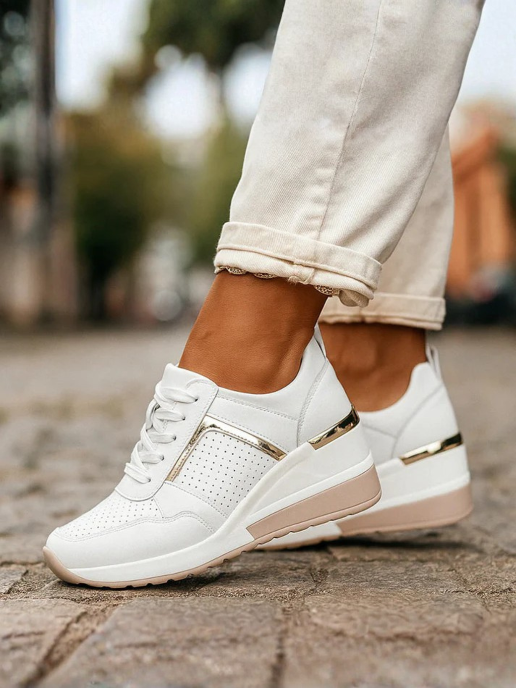 Women's Leather Wedge Sneakers for Daily Wear
