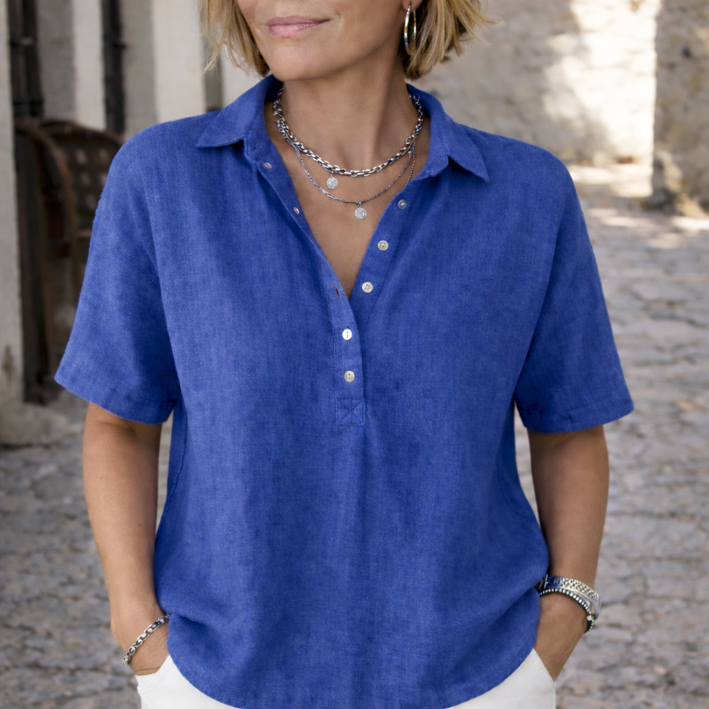 Women's Linen-Textured Drape Shirt