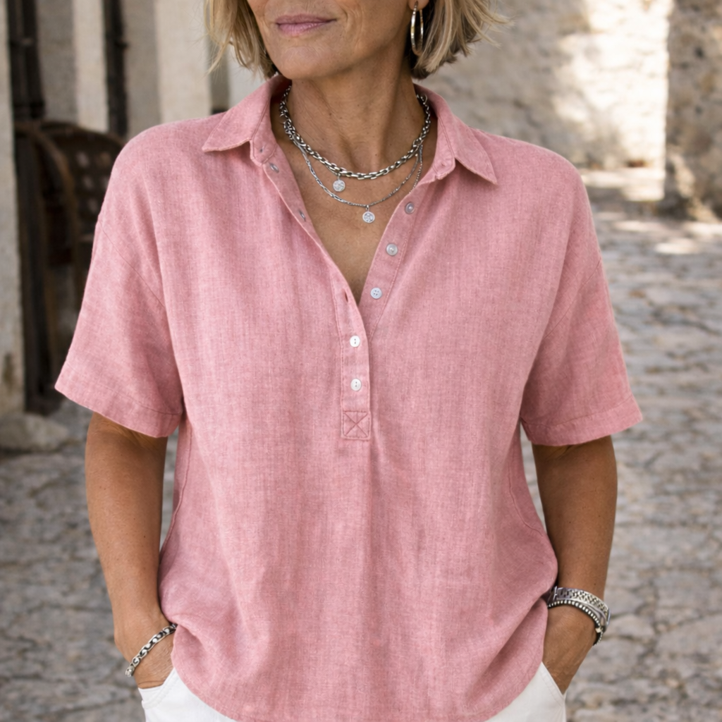 Women's Linen-Textured Drape Shirt