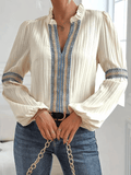 Women's Long Sleeve Pleated Blouse