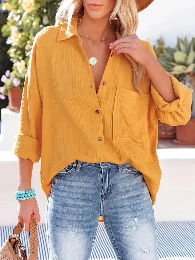 Women's Loose Blouse - Casual Long Sleeve Top