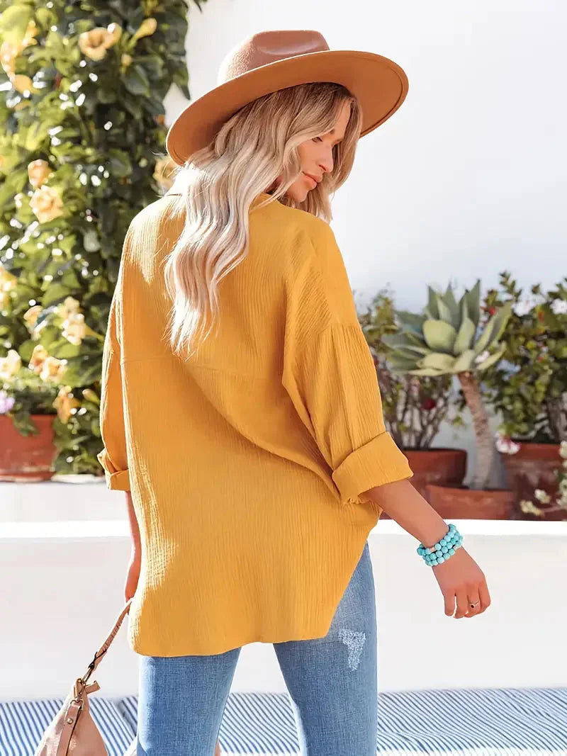 Women's Loose Blouse - Casual Long Sleeve Top