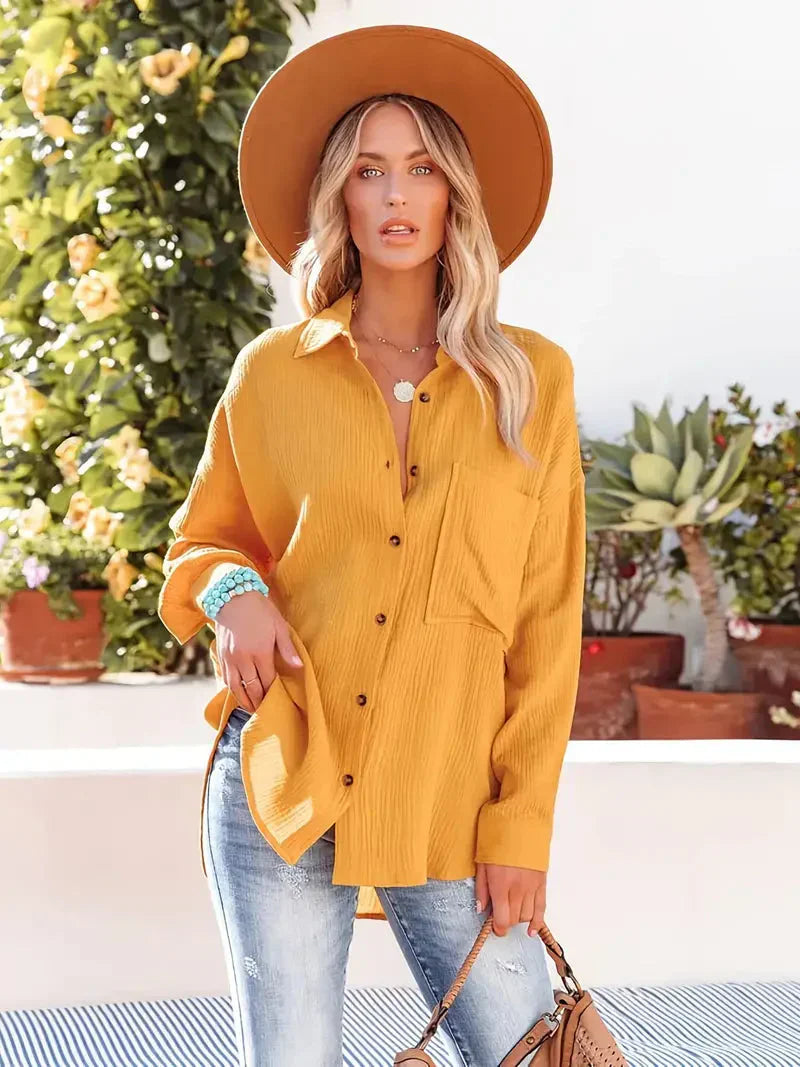 Women's Loose Blouse - Casual Long Sleeve Top