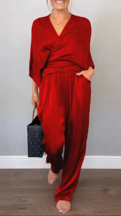 Women's Loungewear Satin Two Piece Set
