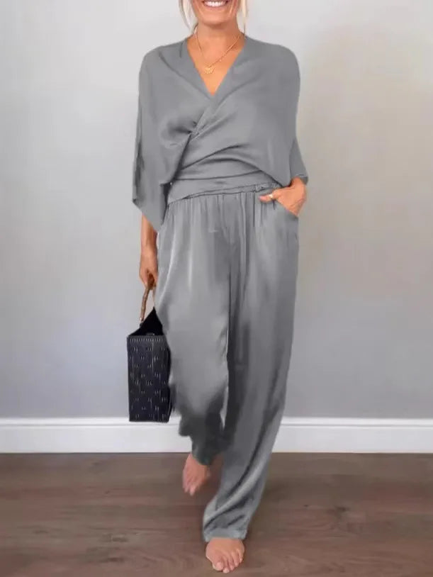 Women's Loungewear Satin Two Piece Set