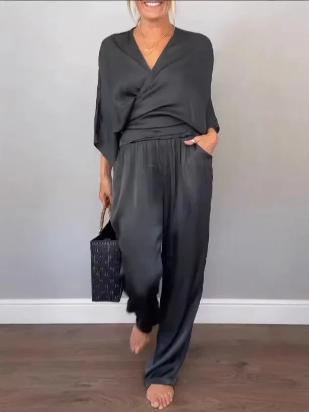 Women's Loungewear Satin Two Piece Set