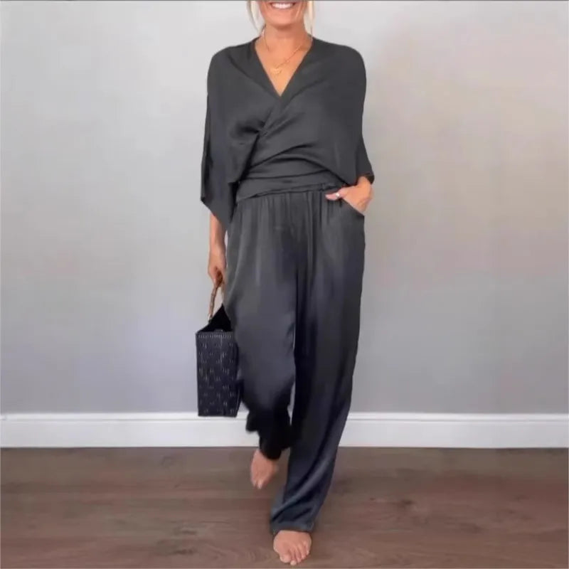 Women's Loungewear Satin Two Piece Set