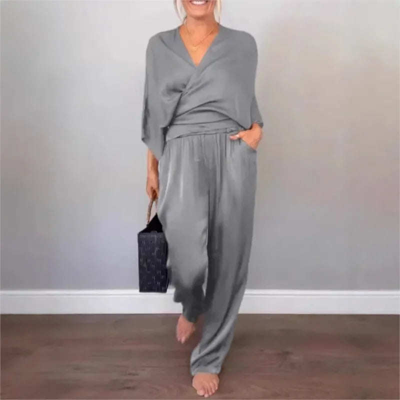 Women's Loungewear Satin Two Piece Set