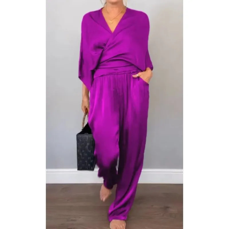 Women's Loungewear Satin Two Piece Set