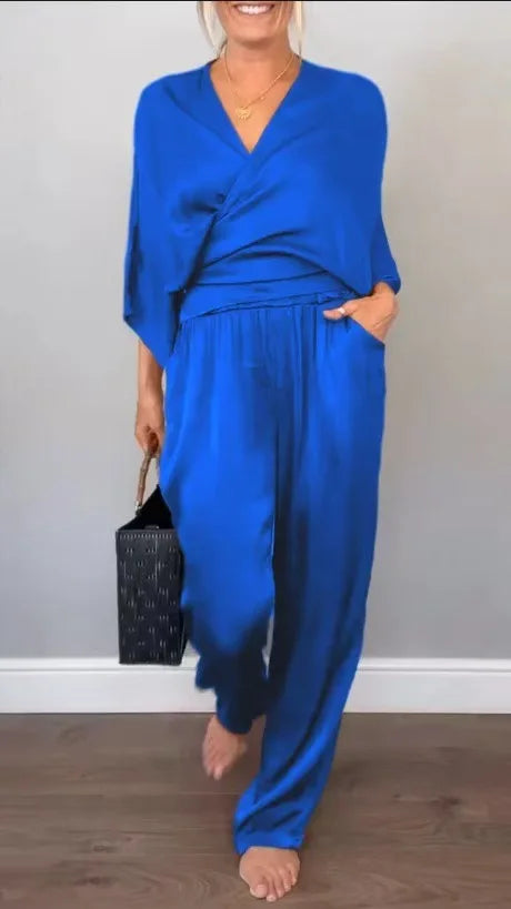 Women's Loungewear Satin Two Piece Set
