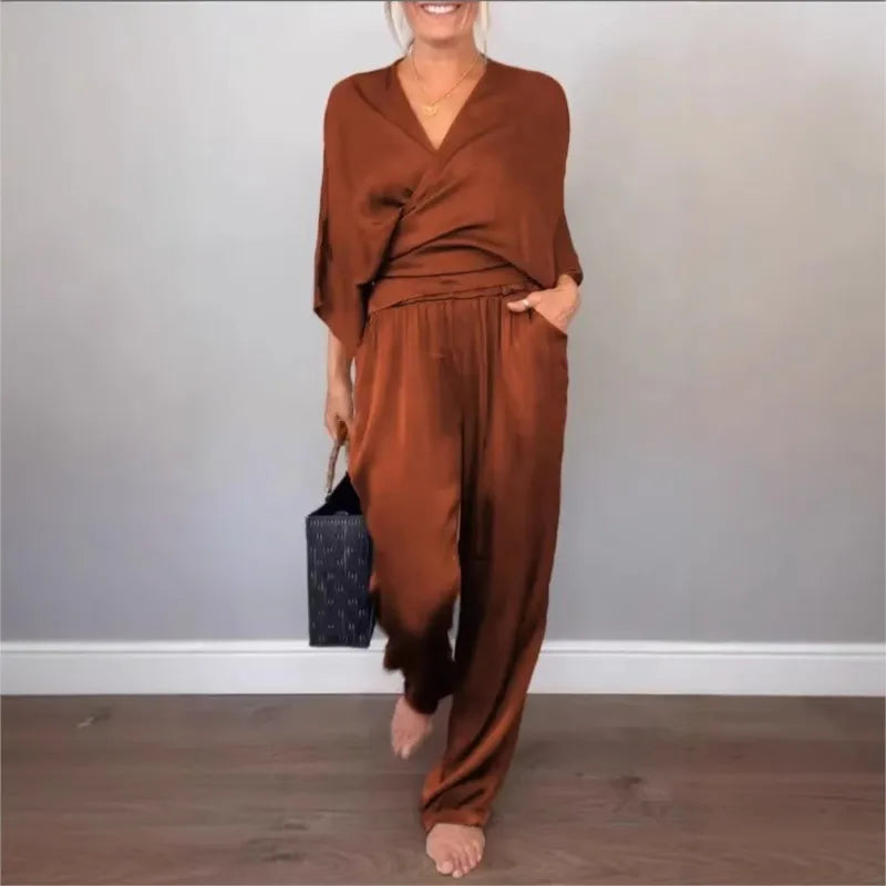 Women's Loungewear Satin Two Piece Set
