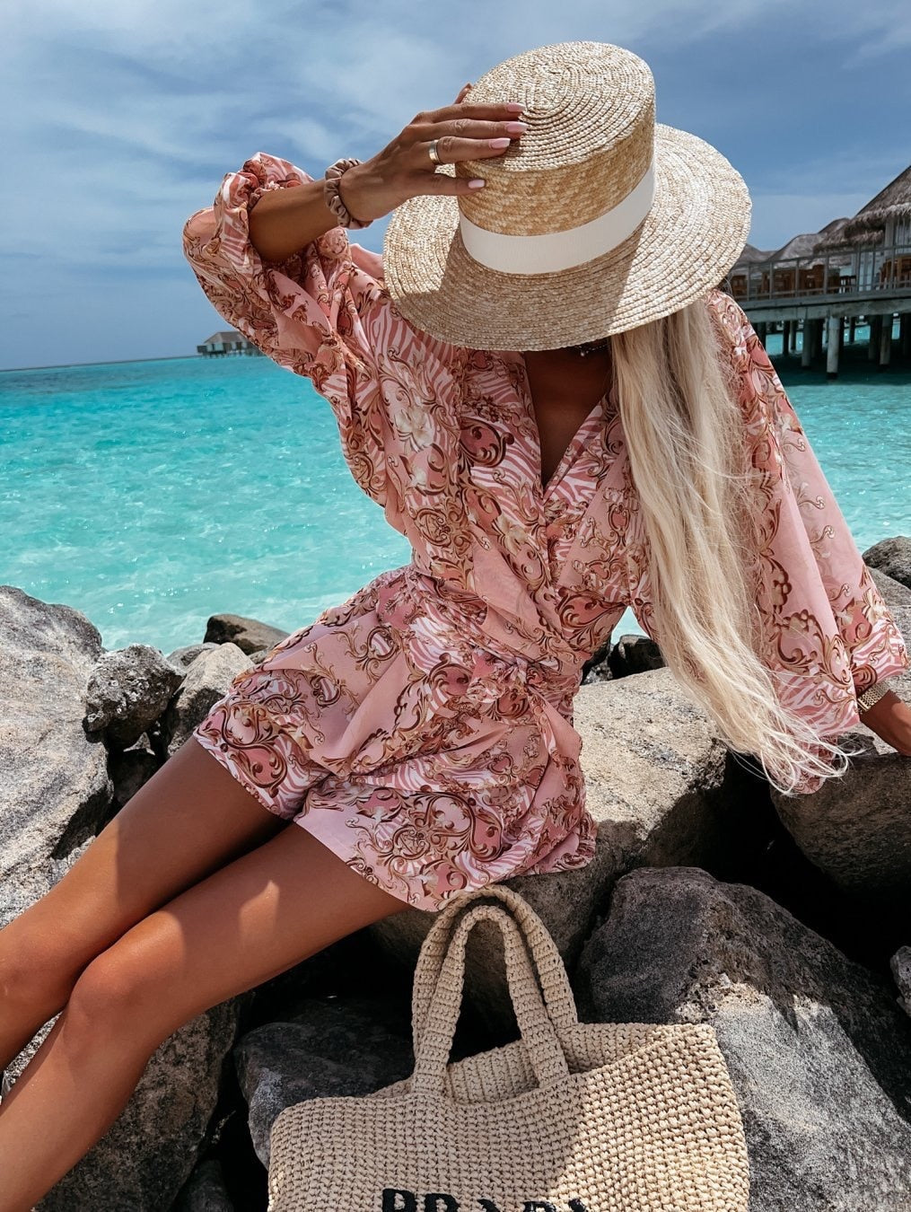 Women's Loungewear V-Neck Balloon Sleeve Short Set