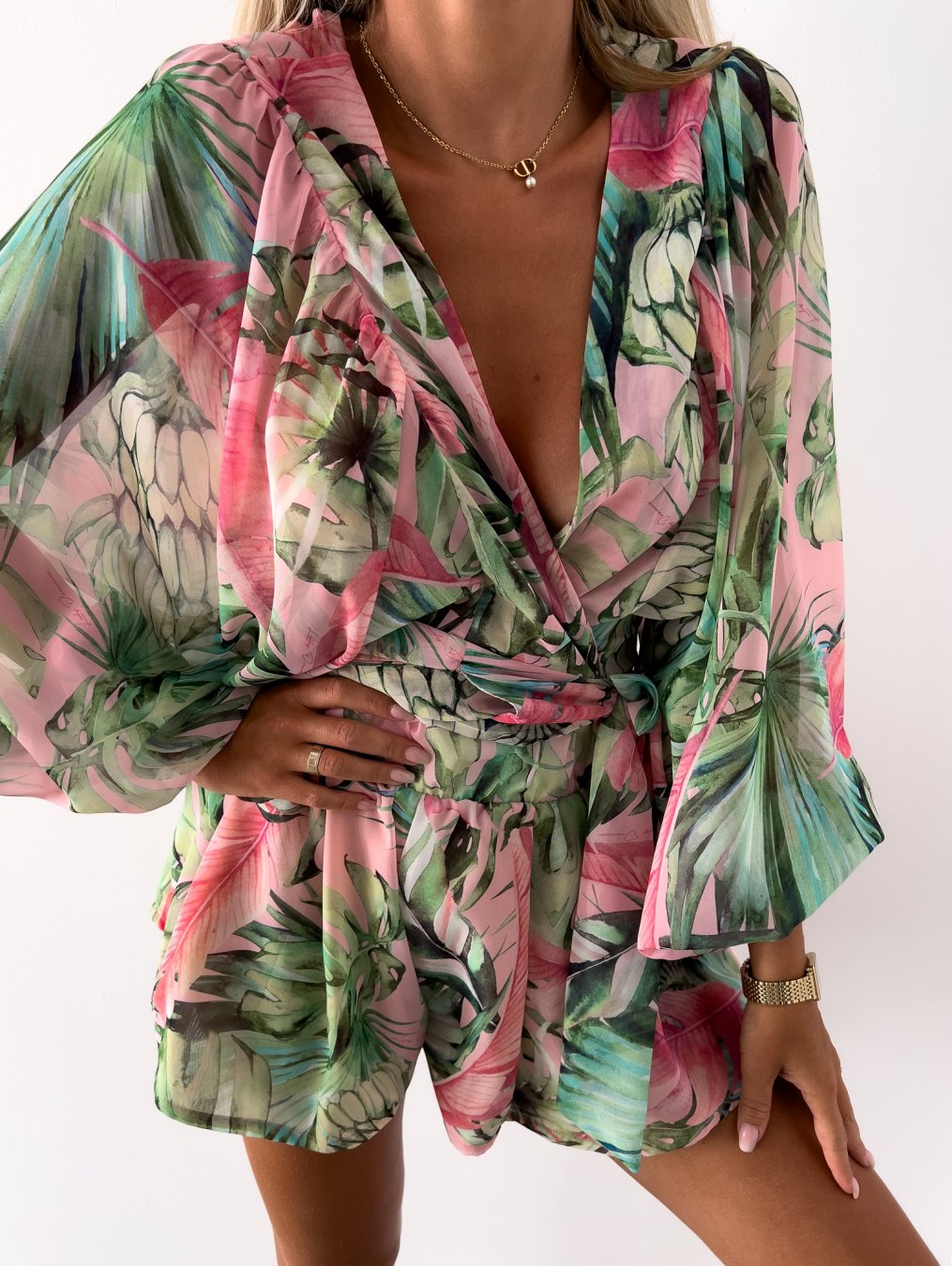 Women's Loungewear V-Neck Balloon Sleeve Short Set