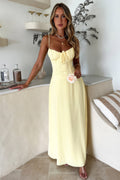 Women's Maxi Dress with Sweetheart Neckline and Bow Detail