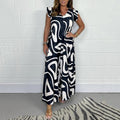 Women's Maxi V-Neck Dress with Abstract Print