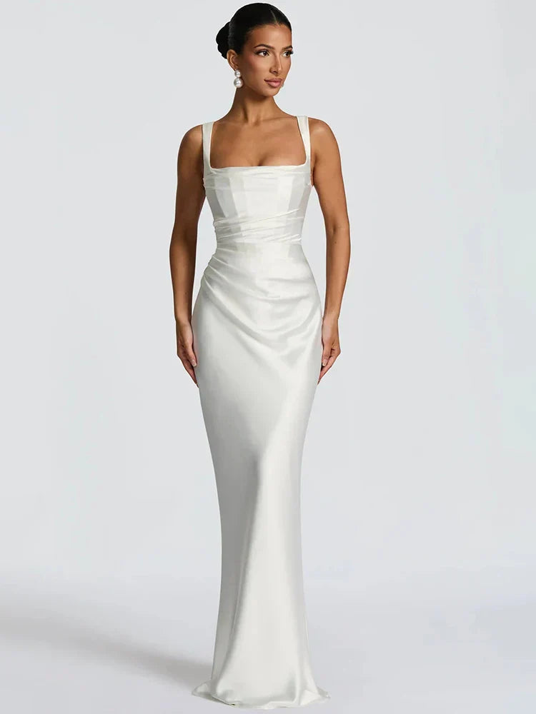 Women's Maxi Wedding Dress with High Collar