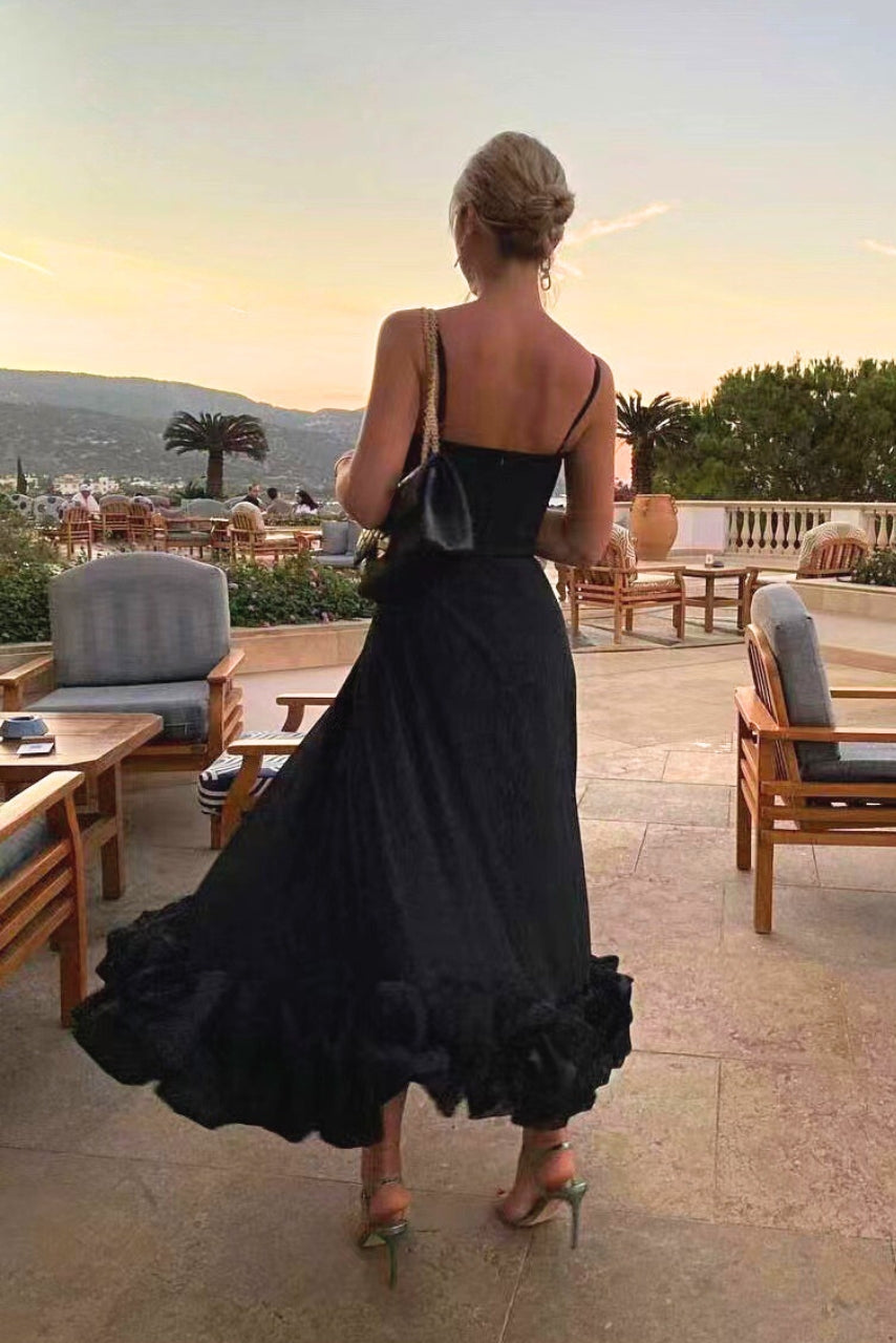 Women's Midi Dress with Ruffled Hem