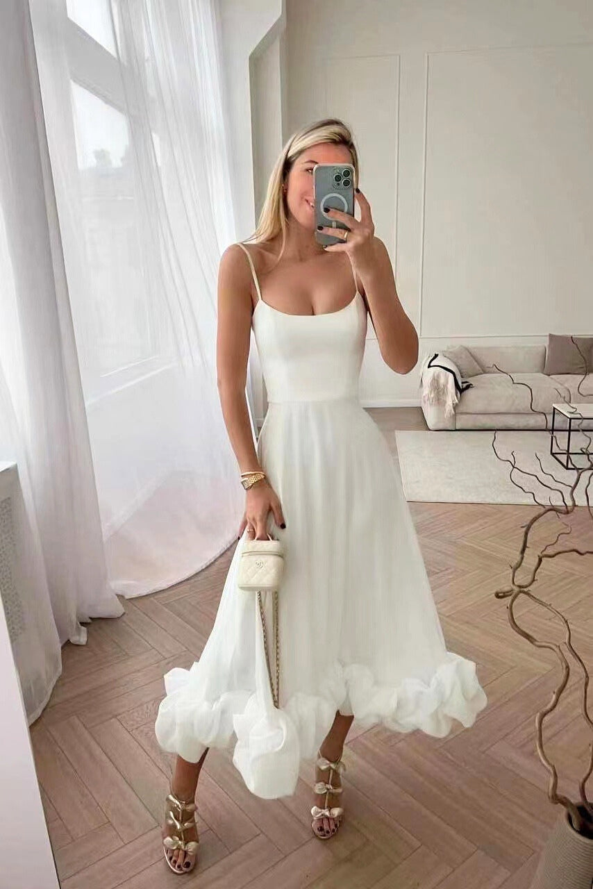 Women's Midi Dress with Ruffled Hem