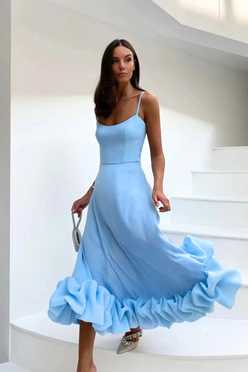Women's Midi Dress with Ruffled Hem
