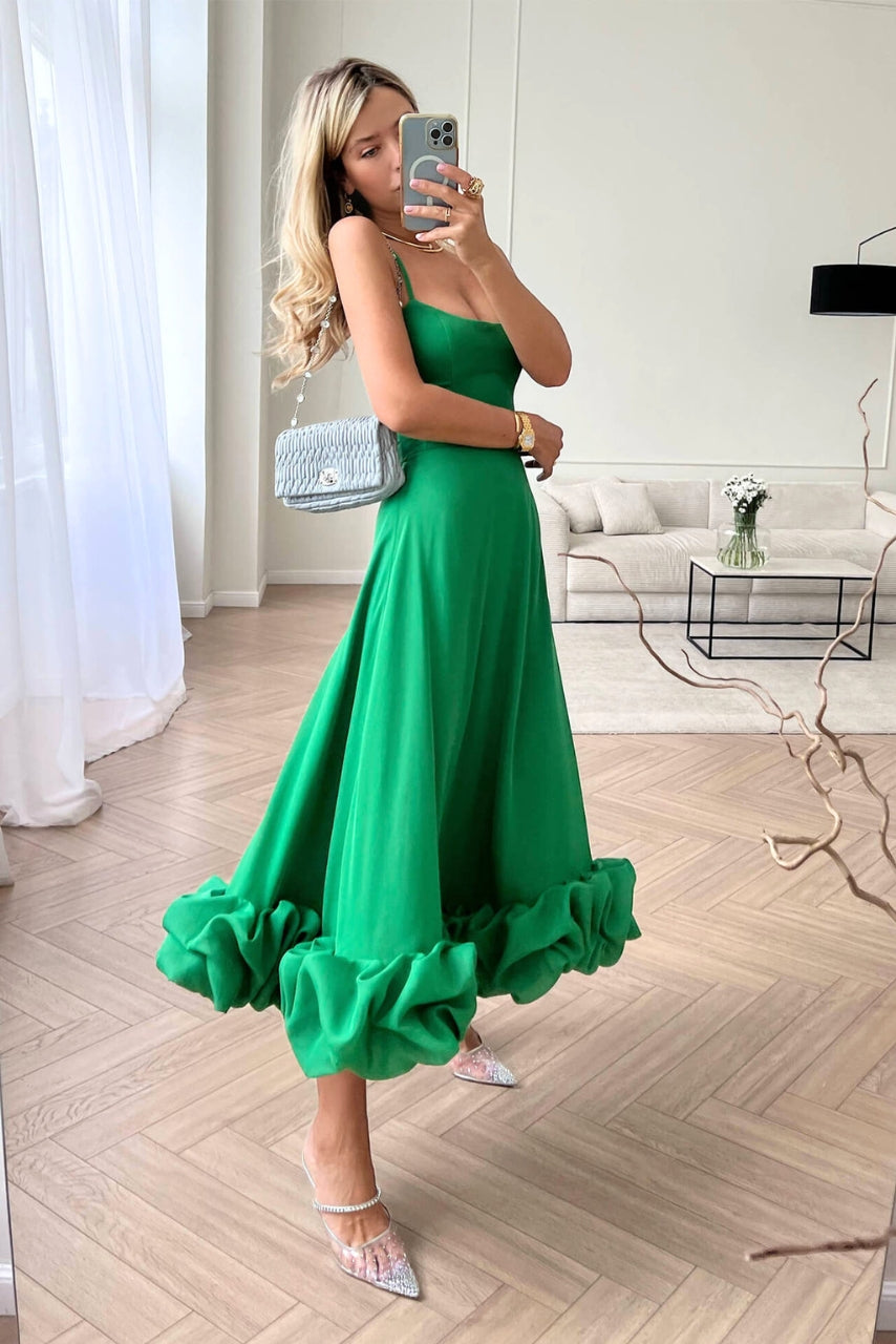 Women's Midi Dress with Ruffled Hem