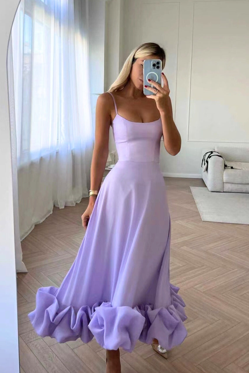 Women's Midi Dress with Ruffled Hem