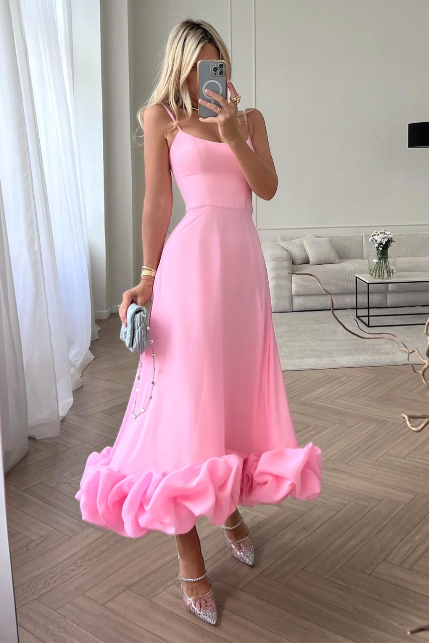 Women's Midi Dress with Ruffled Hem