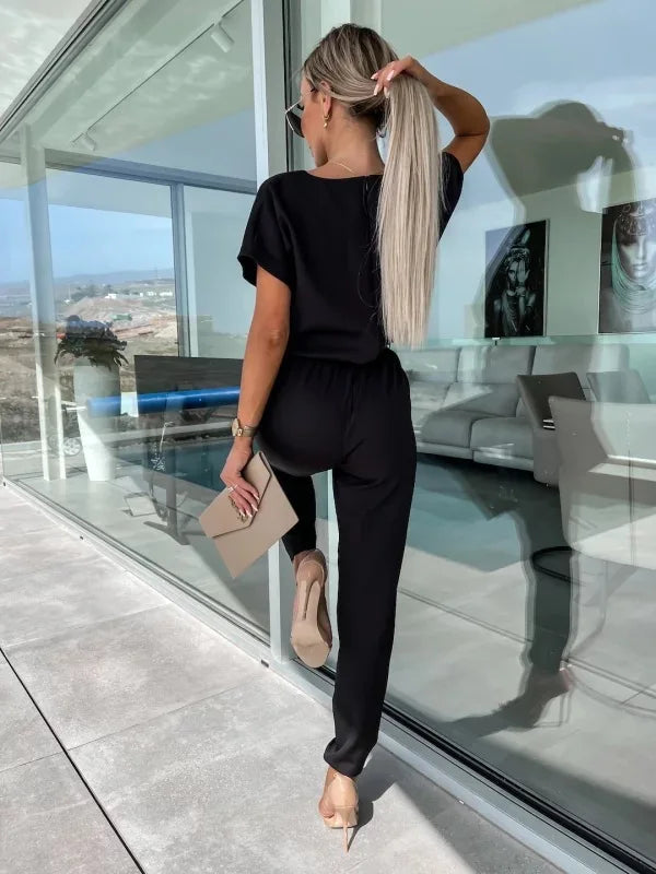 Women's Midi Two Piece Set with Short Sleeves