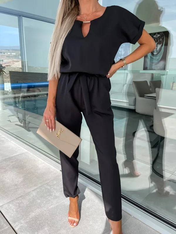 Women's Midi Two Piece Set with Short Sleeves